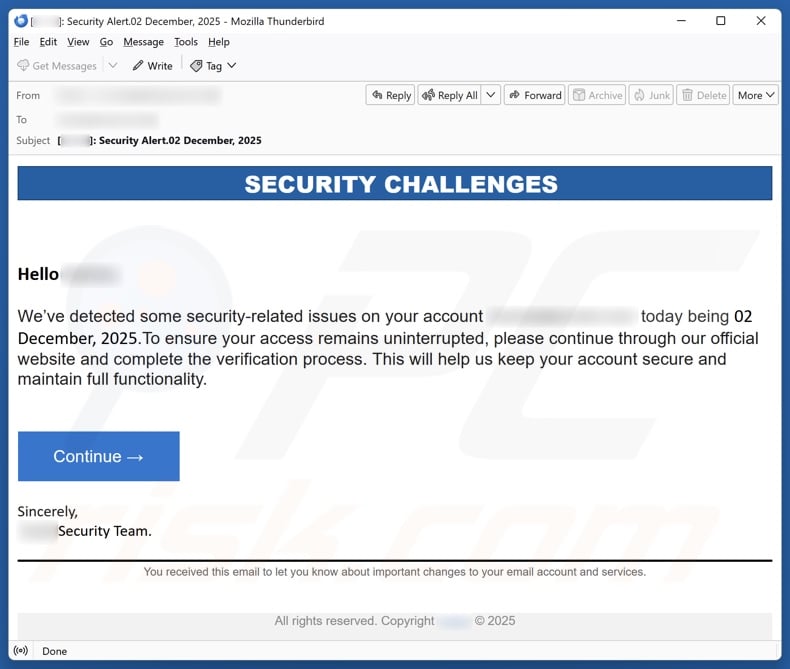 Security Challenges kampania spamowa