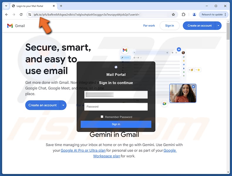Security Warning Oszustwo e-mailowe fałszywa strona internetowa