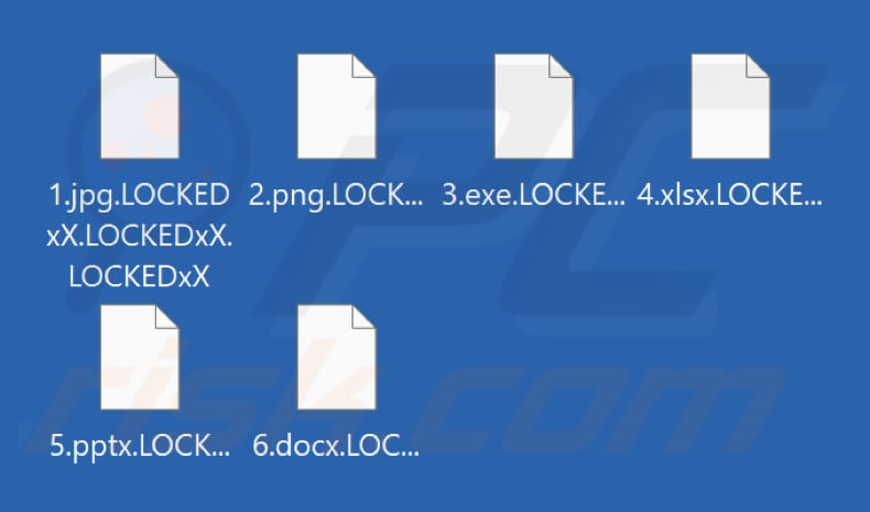 Pliki zaszyfrowane przez oprogramowanie ransomware ShadowLock (rozszerzenie .LOCKEDxX)