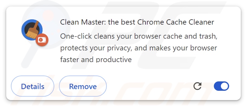 ShadyPanda rozszerzenie przeglądarki (Clean Master: the best Chrome Cache Cleaner)
