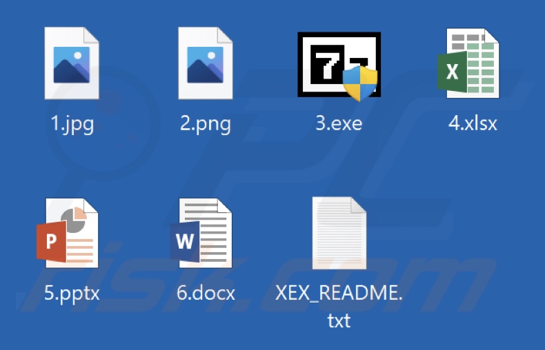 Pliki zaszyfrowane przez oprogramowanie ransomware XEX (bez dodanego rozszerzenia)