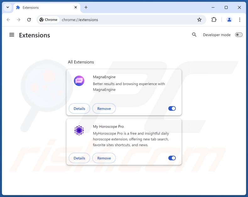 Usuwanie fałszywych rozszerzeń z Google Chrome krok 2
