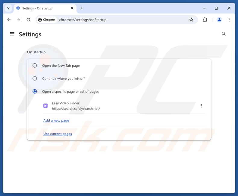Usuwanie search.safelysearch.net ze strony głównej przeglądarki Google Chrome