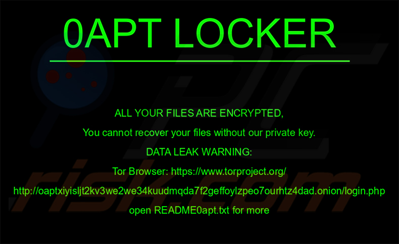 0apt Locker ransomware tapeta