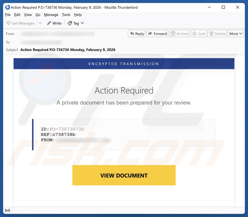 Private Document Has Been Prepared kampania spamowa