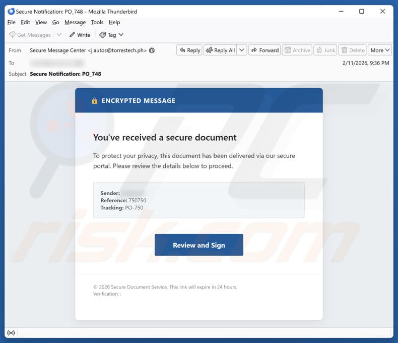You've Received A Secure Document kampania spamowa