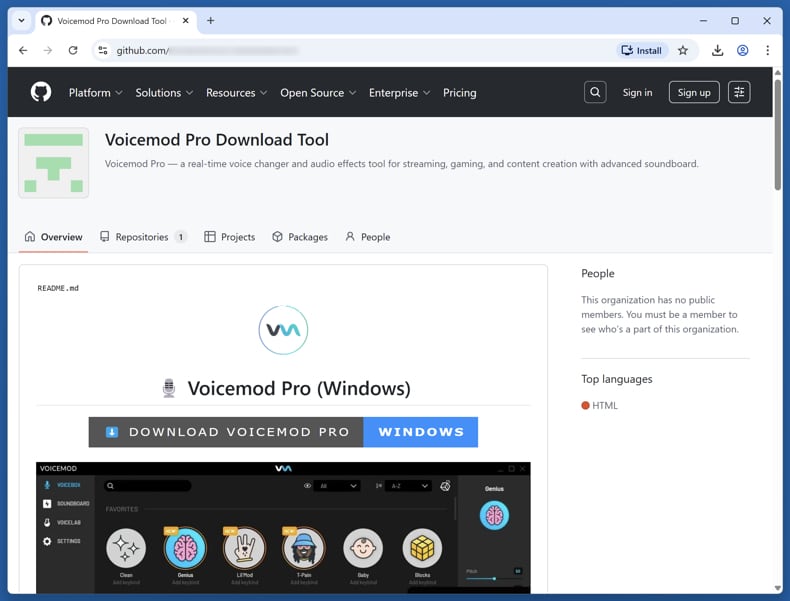 Strona README programu BoryptGrab Stealer – złośliwe repozytorium na GitHubie