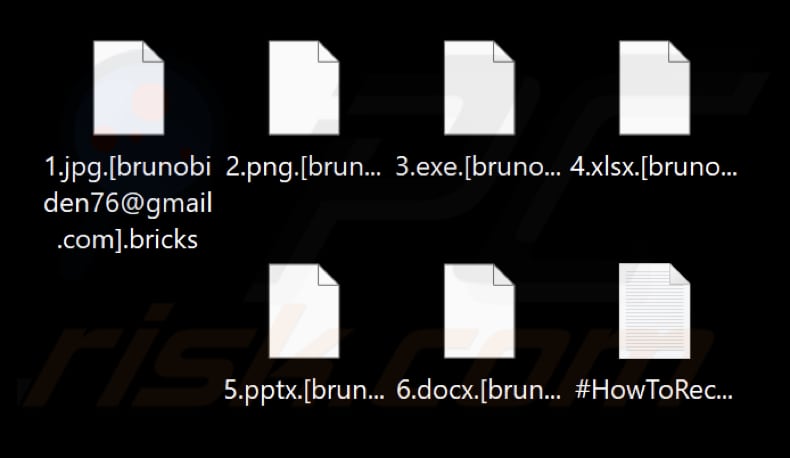 Pliki zaszyfrowane przez oprogramowanie ransomware Bricks (rozszerzenie .bricks)