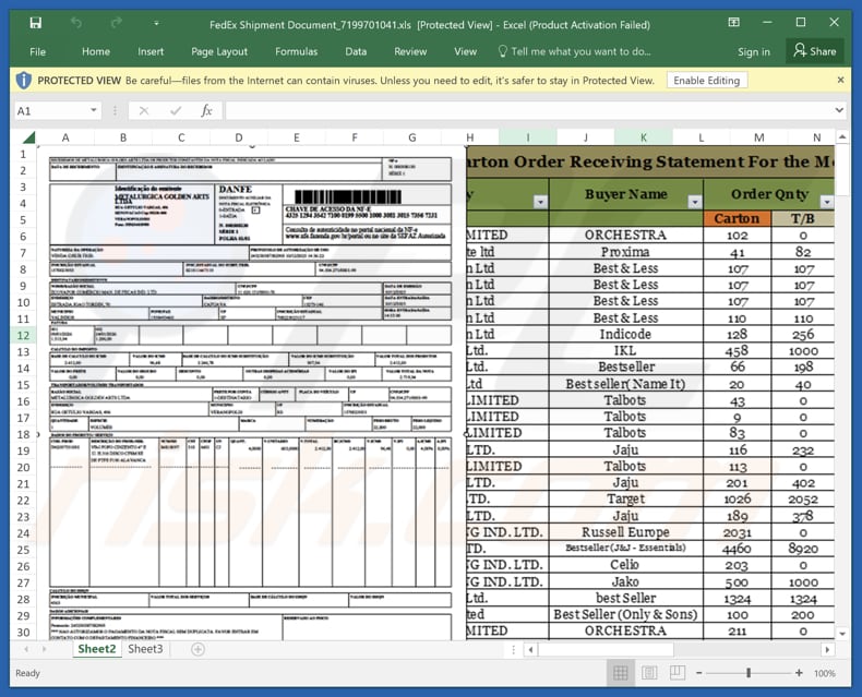 FedEx - Shipment Has Arrived In Our Airport Oszustwo e-mailowe z złośliwym załącznikiem w formacie Excel