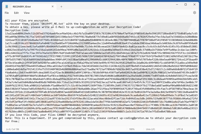 PCLocked ransomware plik tekstowy (RECOVERY_ID.txt)