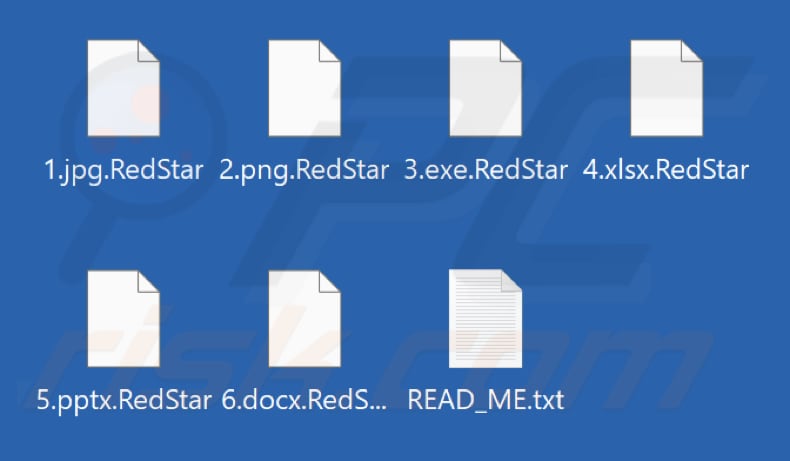 Pliki zaszyfrowane przez oprogramowanie ransomware RedStar (rozszerzenie .RedStar)