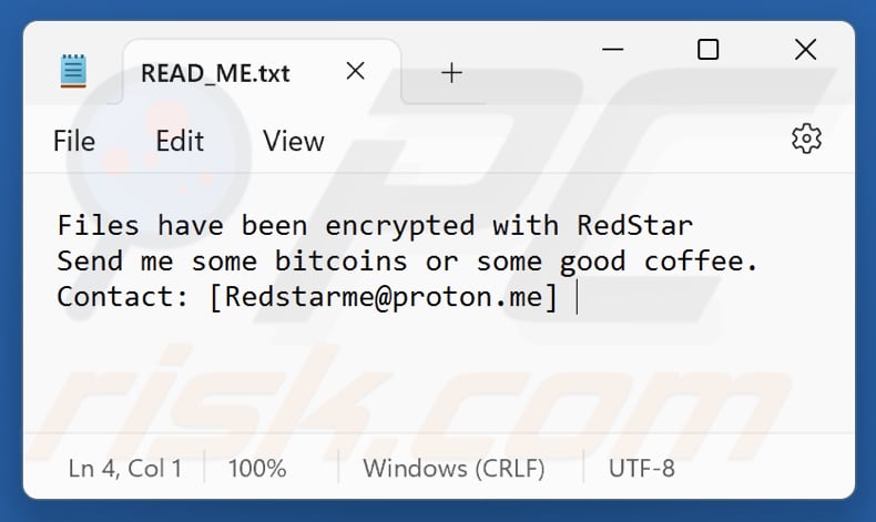 RedStar ransomware plik tekstowy