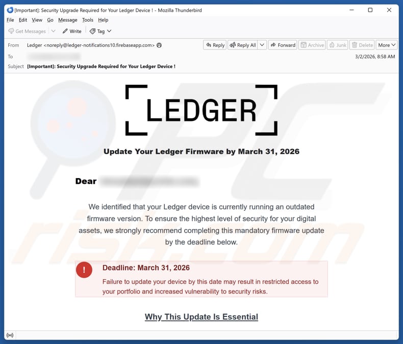 Update Your Ledger Firmware kampania spamowa