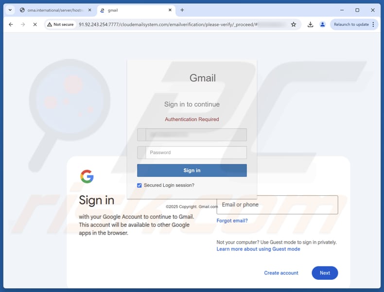 Your Account Will Be Disabled Fałszywa strona służąca do oszustw e-mailowych
