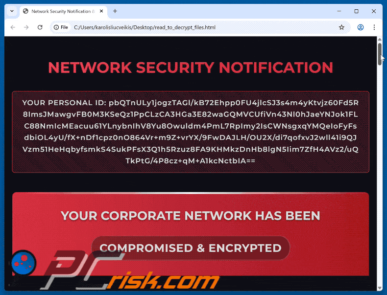 Plik tekstowy ransomware BASANAI (read_to_decrypt_files.html)