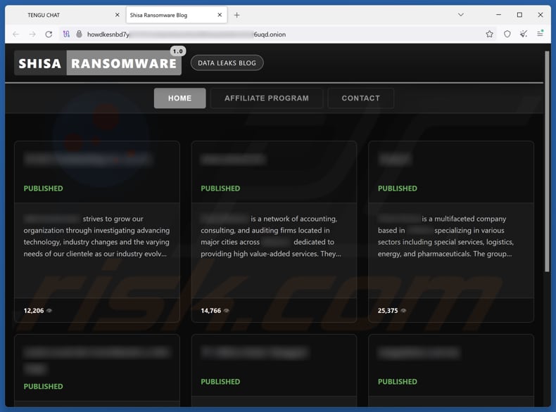 Strona wycieku danych ransomware Black TENGU