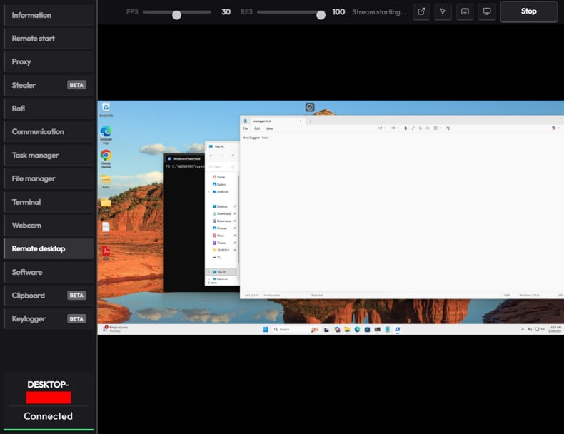Panel administracyjny CrystalX RAT (źródło: securelist.com)