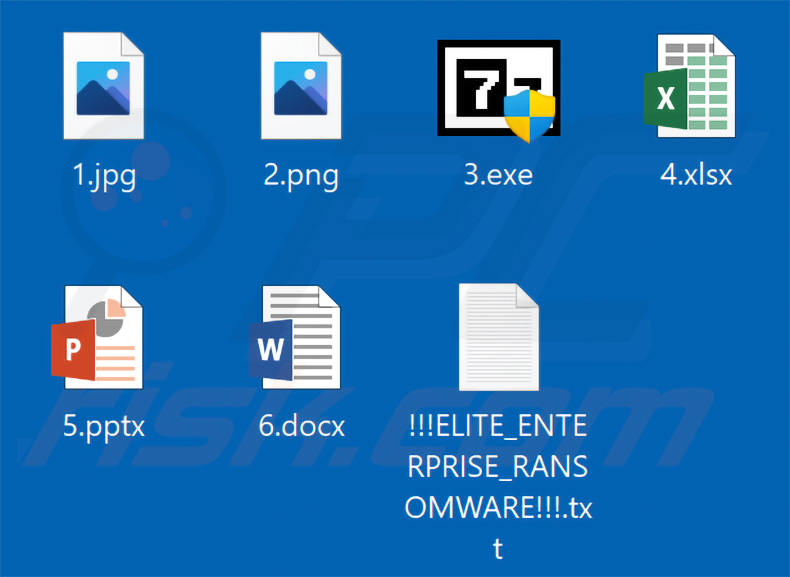 Pliki zaszyfrowane przez ransomware Elite Enterprise (bez dodanego rozszerzenia)