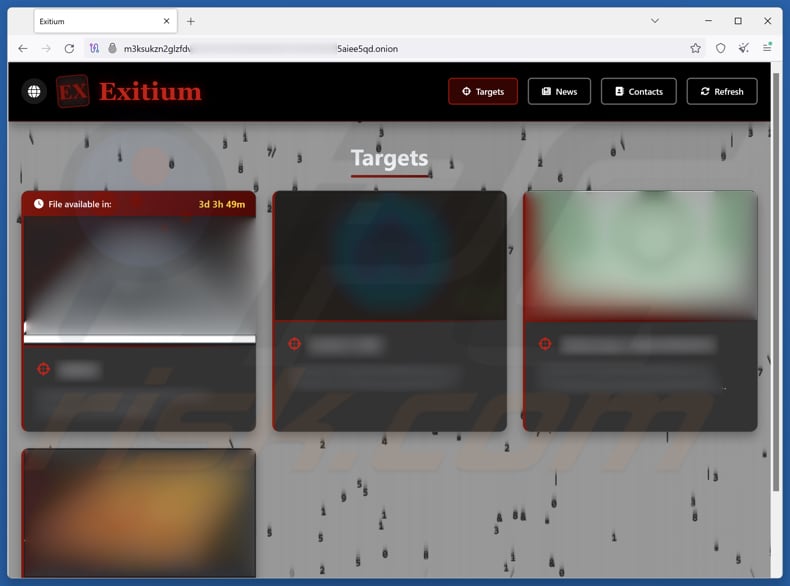 Strona wycieku danych ransomware Exitium