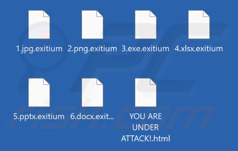 Pliki zaszyfrowane przez ransomware Exitium (rozszerzenie .exitium)