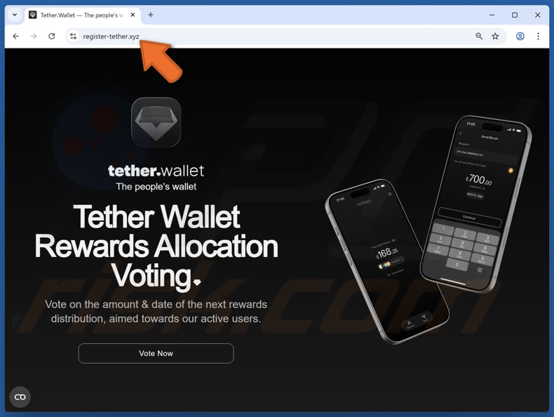 Oszustwo Tether Wallet Voting Rewards