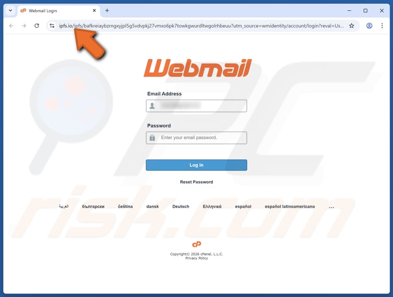 Fałszywa strona internetowa oszustwa e-mailowego Webmail - Two-Factor Authentication (2FA)