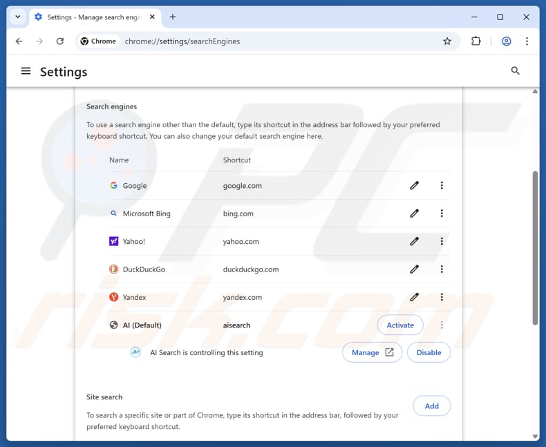 Usuwanie aisearchapp.net z domyślnej wyszukiwarki Google Chrome