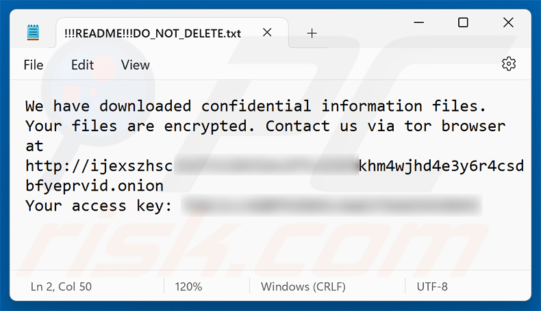 Żądanie okupu ransomware Aur0ra (!!!README!!!DO_NOT_DELETE.txt)