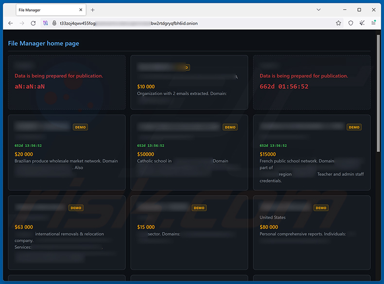 Strona wycieku danych ransomware BARADAI