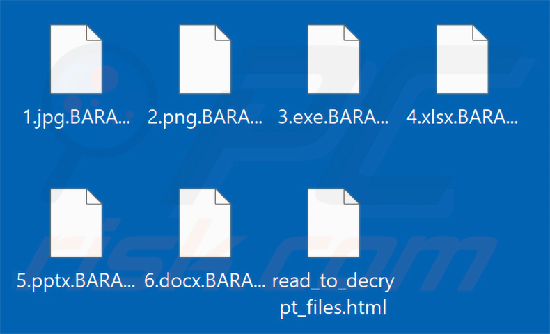 Pliki zaszyfrowane przez ransomware BARADAI (rozszerzenie .BARADAI)
