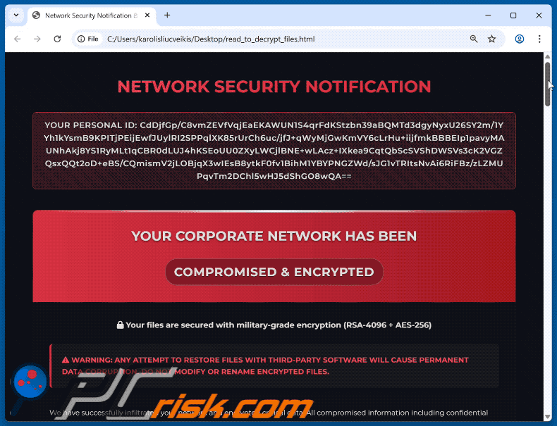 Żądanie okupu ransomware BARADAI (read_to_decrypt_files.html)