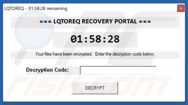 Wyskakujący komunikat ransomware LQTOREQ