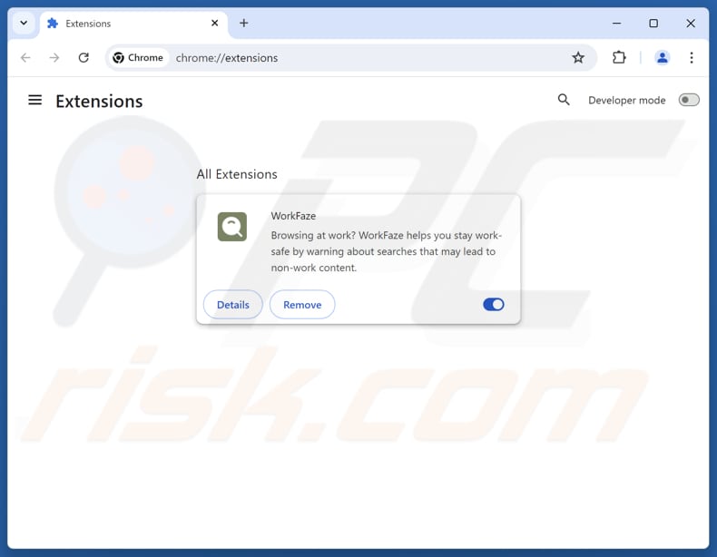 Usuwanie rozszerzeń Google Chrome powiązanych z myworkfaze.com