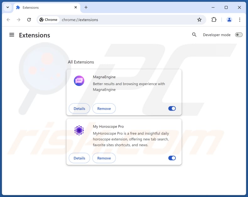 Usuwanie niechcianych rozszerzeń z Google Chrome krok 2