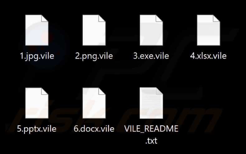 Pliki zaszyfrowane przez ransomware Vile (rozszerzenie .vile)