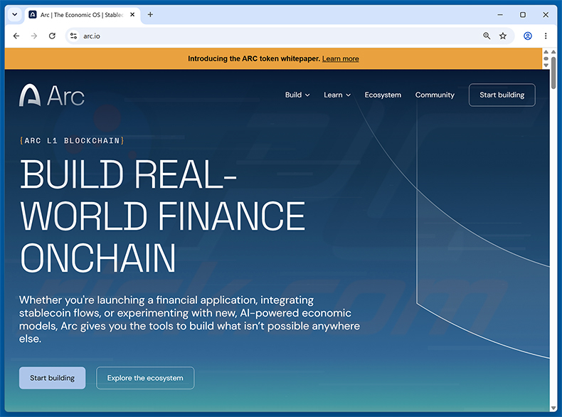 Prawdziwa witryna Arc Community Rewards Scam (arc.io)