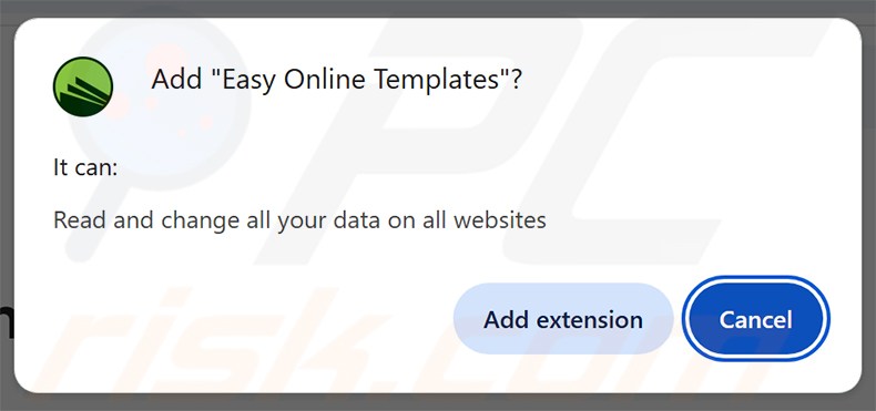 Uprawnienia adware Easy Online Templates