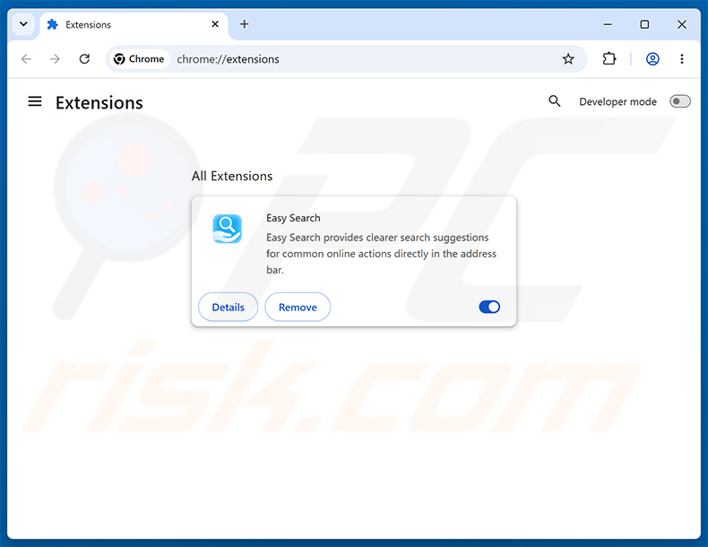 Usuwanie rozszerzeń Google Chrome powiązanych z easysearching.net