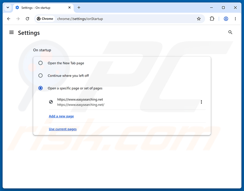 Usuwanie easysearching.net ze strony głównej Google Chrome
