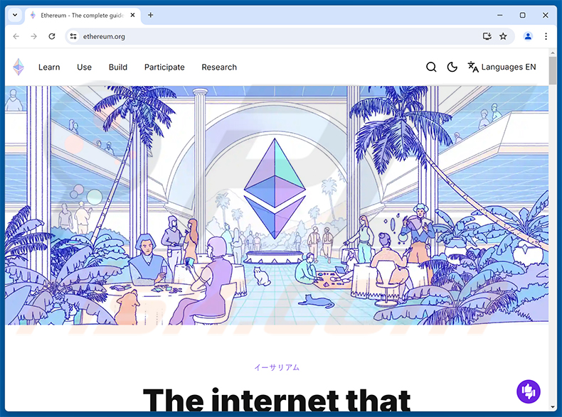 Prawdziwa witryna Ethereum Genesis Airdrop oszustwo (ethereum.org)