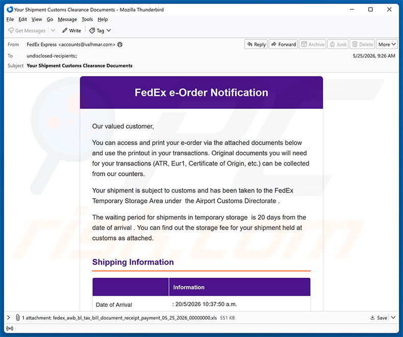 Kampania spamowa FedEx e-Order Notification