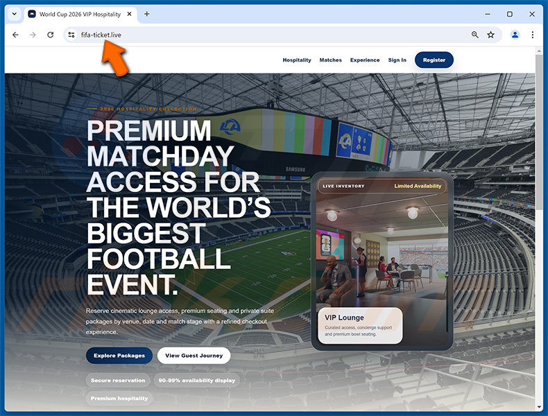 FIFA 2026 World Cup Scams - pełna strona fałszywej witryny ww-fifa[.]com
