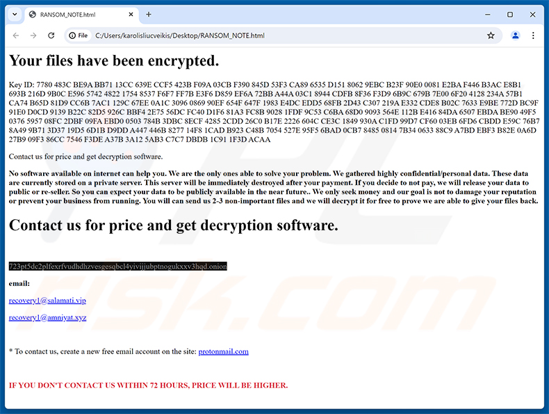 Żądanie okupu ransomware Friends (RANSOM_NOTE.html)