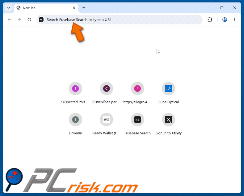 Porywacz przeglądarki Fusebase Search (s.fusebase-search.com) przekierowujący do Yahoo (GIF)