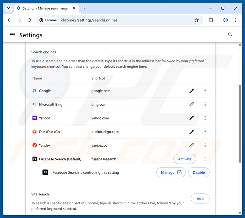 Usuwanie Fusebase Search (s.fusebase-search.com) z domyślnej wyszukiwarki Google Chrome