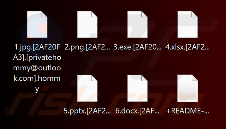 Pliki zaszyfrowane przez ransomware Hommy (rozszerzenie .hommy)