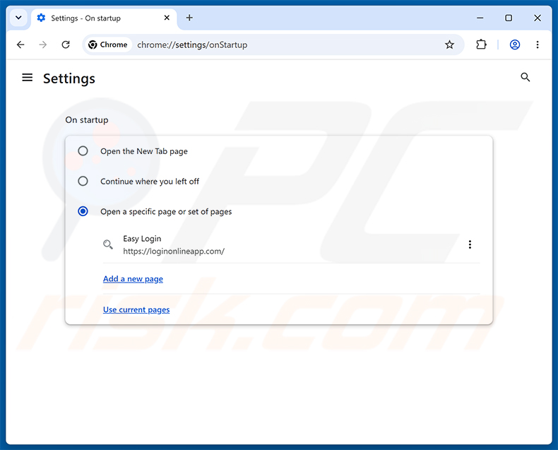 Usuwanie Easy Login (loginonlineapp.com) ze strony głównej Google Chrome