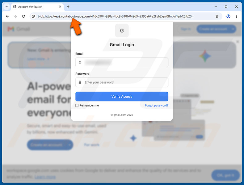 Recovery Email Was Changed Scam - strona phishingowa