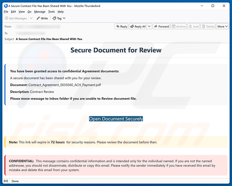 Kampania spamowa Secure Document For Review